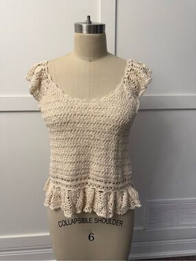 Rails Cream Crochet Peplum Tank Top